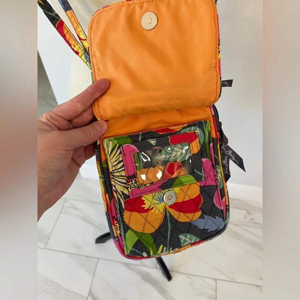 Vera Bradley crossbody bag gray floral bright adjustable straps